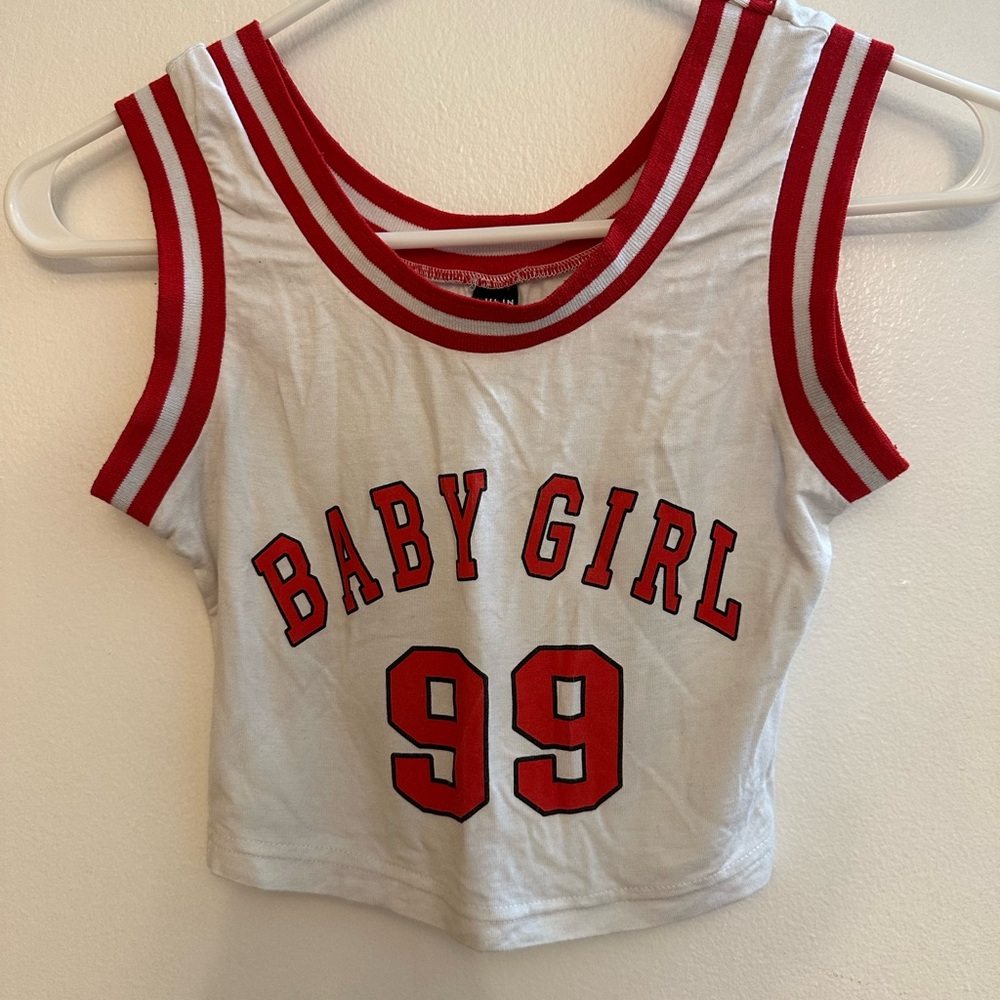 SHEIN Red and White Baby Girl Jersey Tank